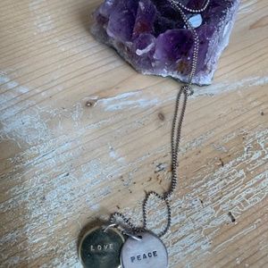 Love/Peace Necklace on Sterling Chain
